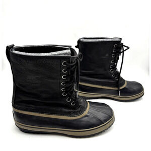 SOREL 1964 Premium T Black Leather Wool Lined Water Proof Snow Boots Men's 11